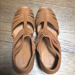 Brown gentle souls leather wedge